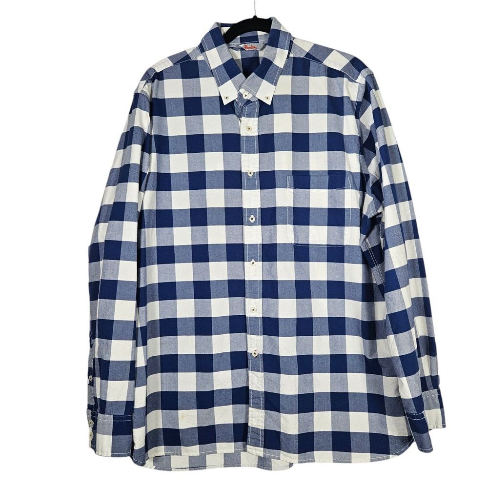 Boden Men's Blue White Gingham Check Button Down Long Sleeve Shirt Sz XXL Preppy